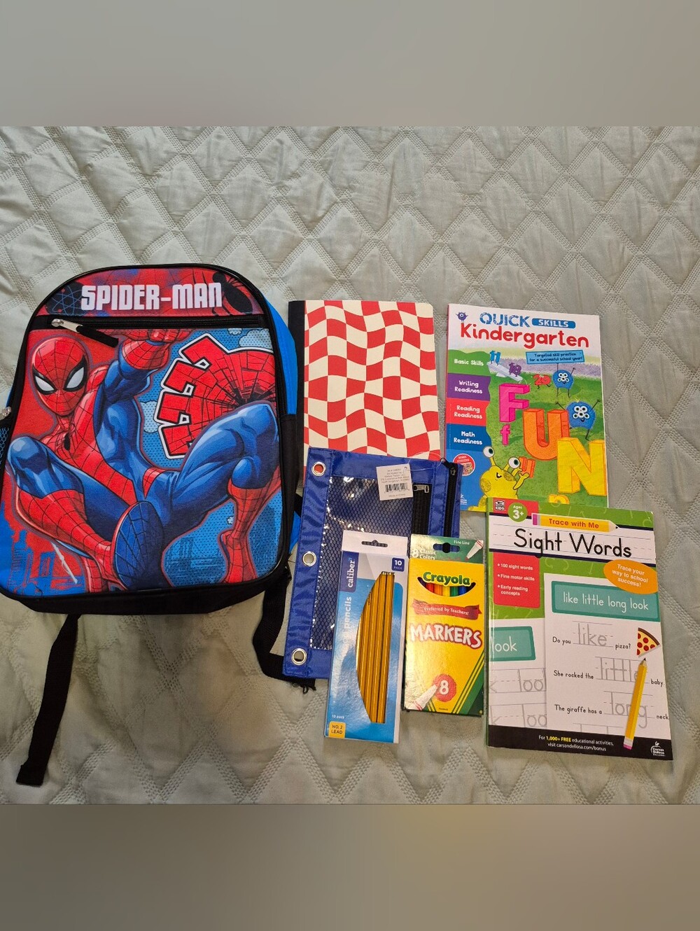 Spiderman Kids Backpack Red Blue Black with School Supplies - Picture 1 of 4